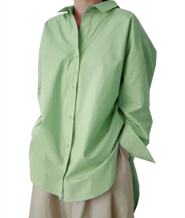 Fashion Denim Blue Shirts Women's Asymmetrical Blouse Casual Long Sleeve Blusas Female Button Down Tunic Loose Top details