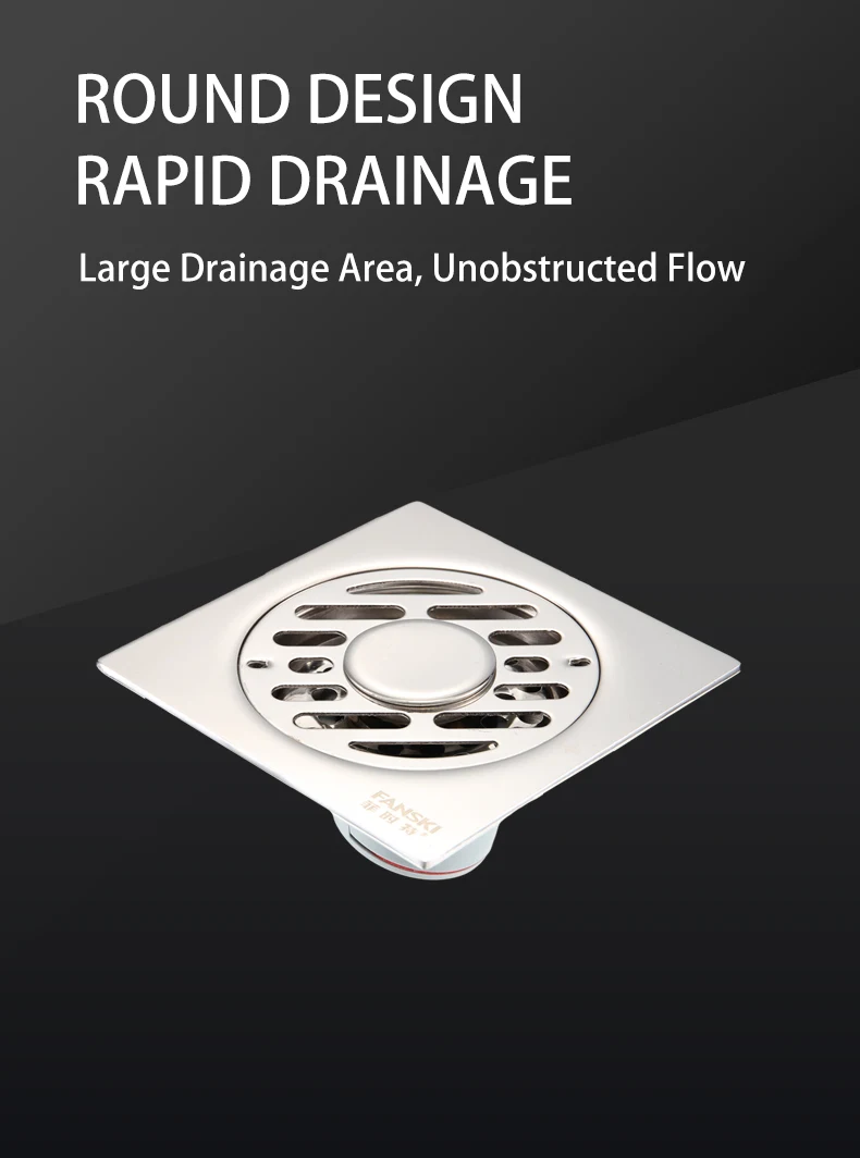 Modern Style Anti-Odor 4 Inch Stainless Steel Floor Traps Square Pattern Bathroom Shower Drains Tile Insert Strainer for Hotels manufacture