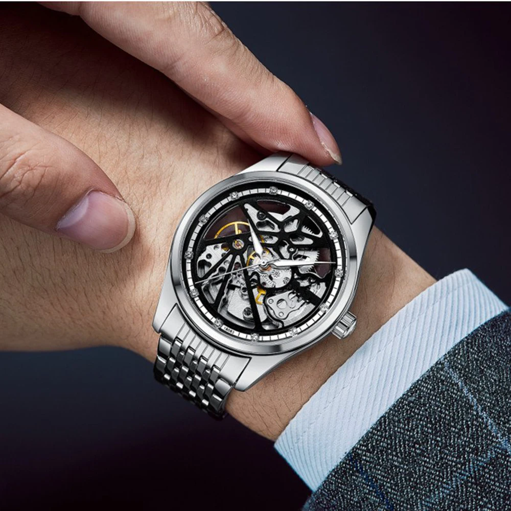 全自动机械表男士镂空时尚商务防水手表