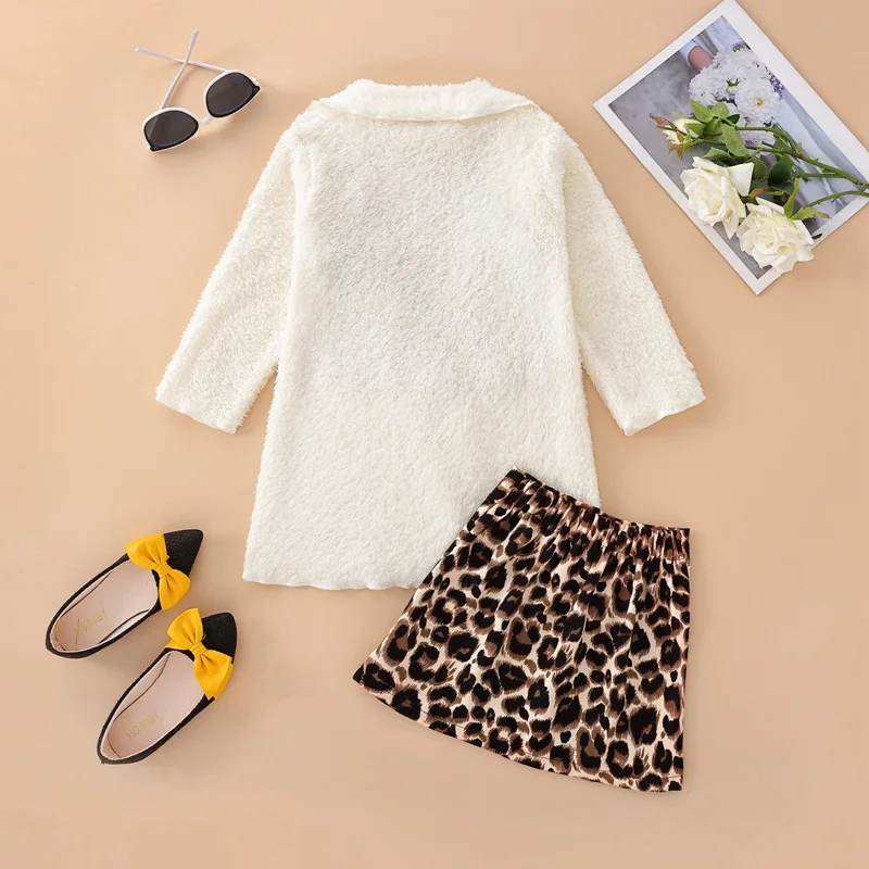 INS hot sale kids clothes fashion baby girls 3pcs clothing sets leopard skirt outfits toddler clothing girls outfits