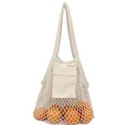 Bag Handle With Logo Printed Cotton Mesh Bag Fashion Traveling Carry Fruit Net Bag