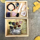Stone Stones Wholesale Natural Crystal Healing Stone Wooden Box Set Charm 7 Chakra Stones Kit For Meditation