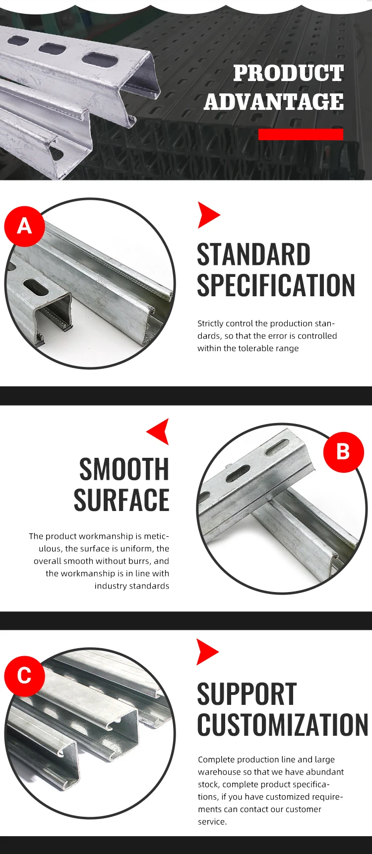 Hdg U Strut Channel C Purlins Profile Pre Galvanized Steel Channels