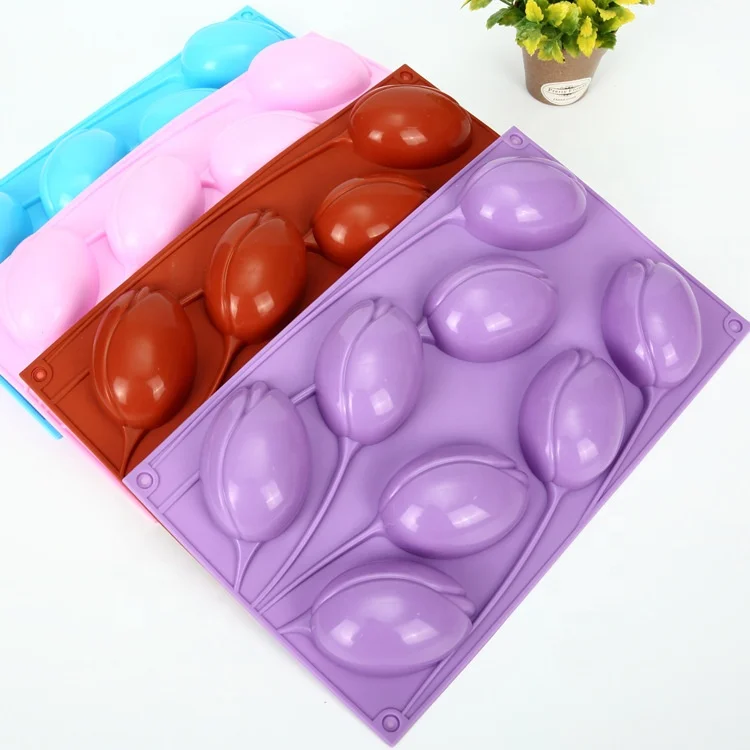 Hot Selling Tulip Flowers Shape Silicone Mold Muffin Cups Chocolate Baking Cake Tools Silicone Mold