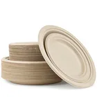 Round Plate French Style Customized 10" Round Bagasse Plate Disposable Dinner Plate Sugarcane Fiber Tableware