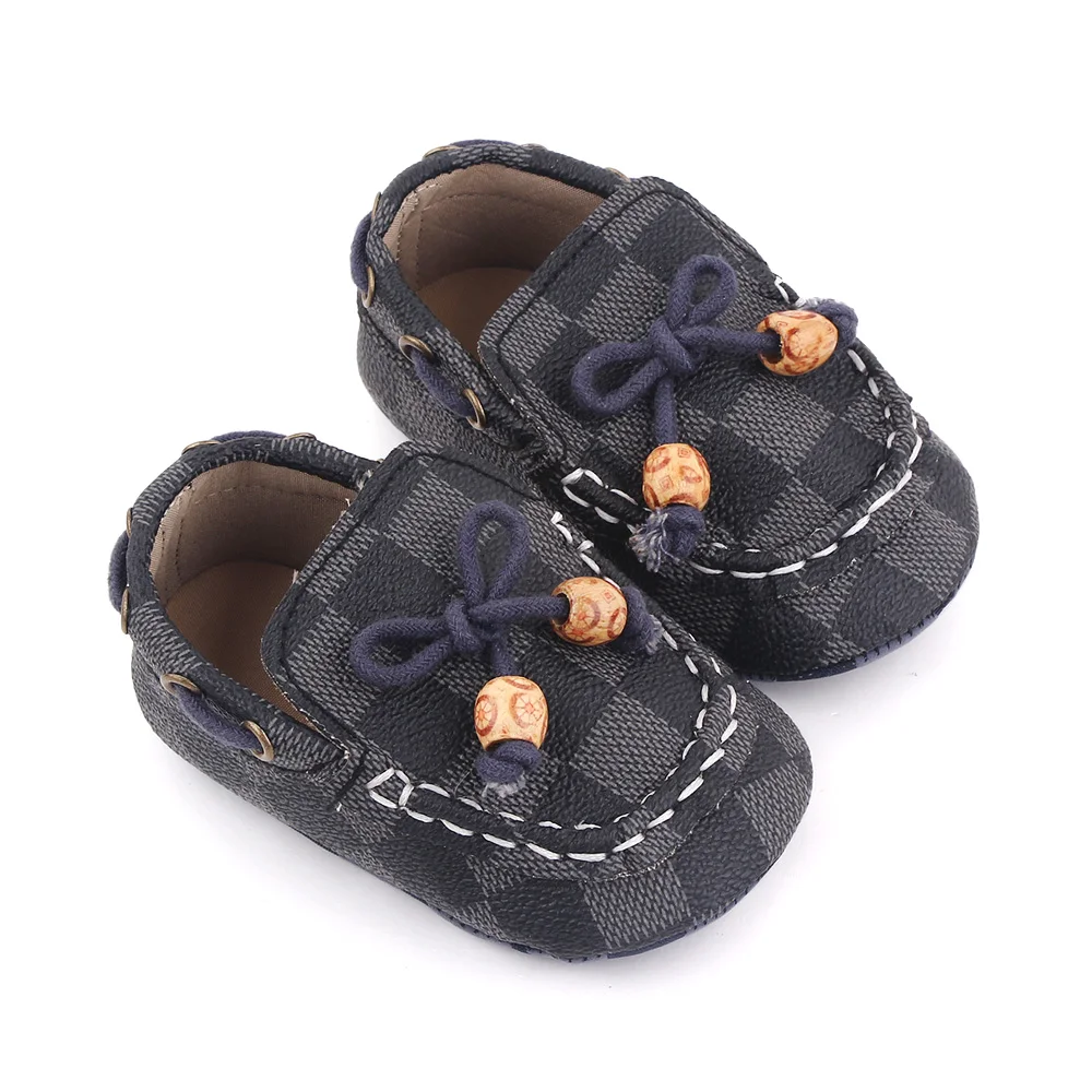 New Classic Vintage Plaid Toddler Shoes with Bow Non-slip Soft Soled Baby Walking Shoes manufacture