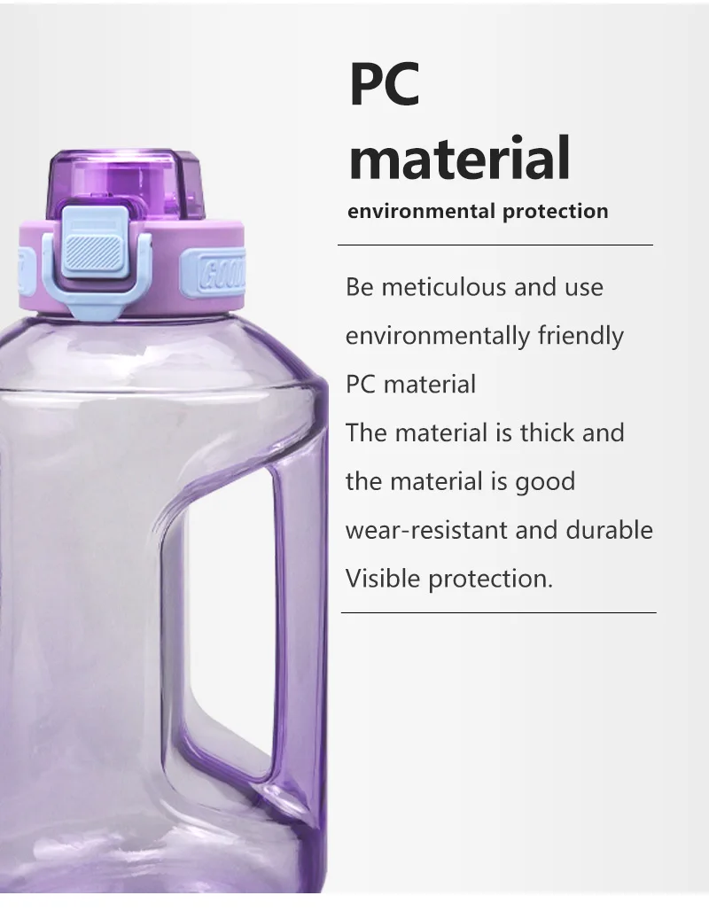 Customizable 1.65L PC Handle Straw Plastic Bottle PETG 2.2L Fitness Workout Sports Water Bottle manufacture