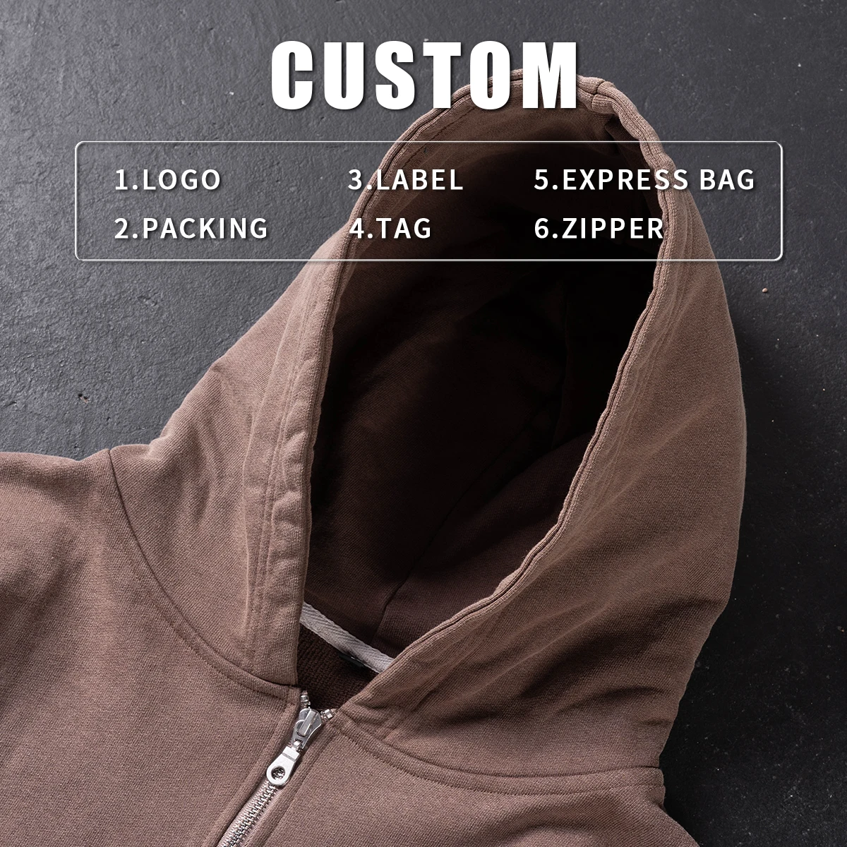 product vintage acid wash oversized boxy cropped hoodie custom heavyweight cotton streetwear embroidery design zip up hoodie for men-5