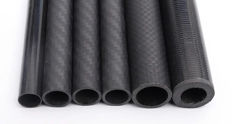 High Strength 10mm 30mm 50mm Carbon Fiber Tubes 1500mm Length 3k Carbon