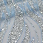 OEM Color Custom Wedding Gowns Sequin Tulle Embroidery Mesh Bridal Dress Lace Fabric