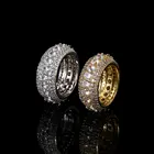 Diamond Ring Rings Gold Dropshipping Jewelry Diamond Hip Hop Iced Out Ring Brass Bling CZ Rings Gold Plated