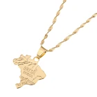 Brazil Pendant Gold Color Brazil Map Flag Pendant Necklaces For Women Fashion Brazilians Charm Jewelry