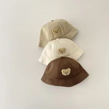 Cute Bear Baby Children Dome Bucket Hat Outdoor Casual Kids Sun Visors Soft Cotton Cartoon Infant Bonnet Hats