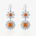 Sterling Silver Dangle Earrings 925 Sterling Silver Flower Shape Dangle Diamond Earrings