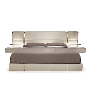 Luxury villa leather master bedroom furniture modern bedroom set king size modern design double beds