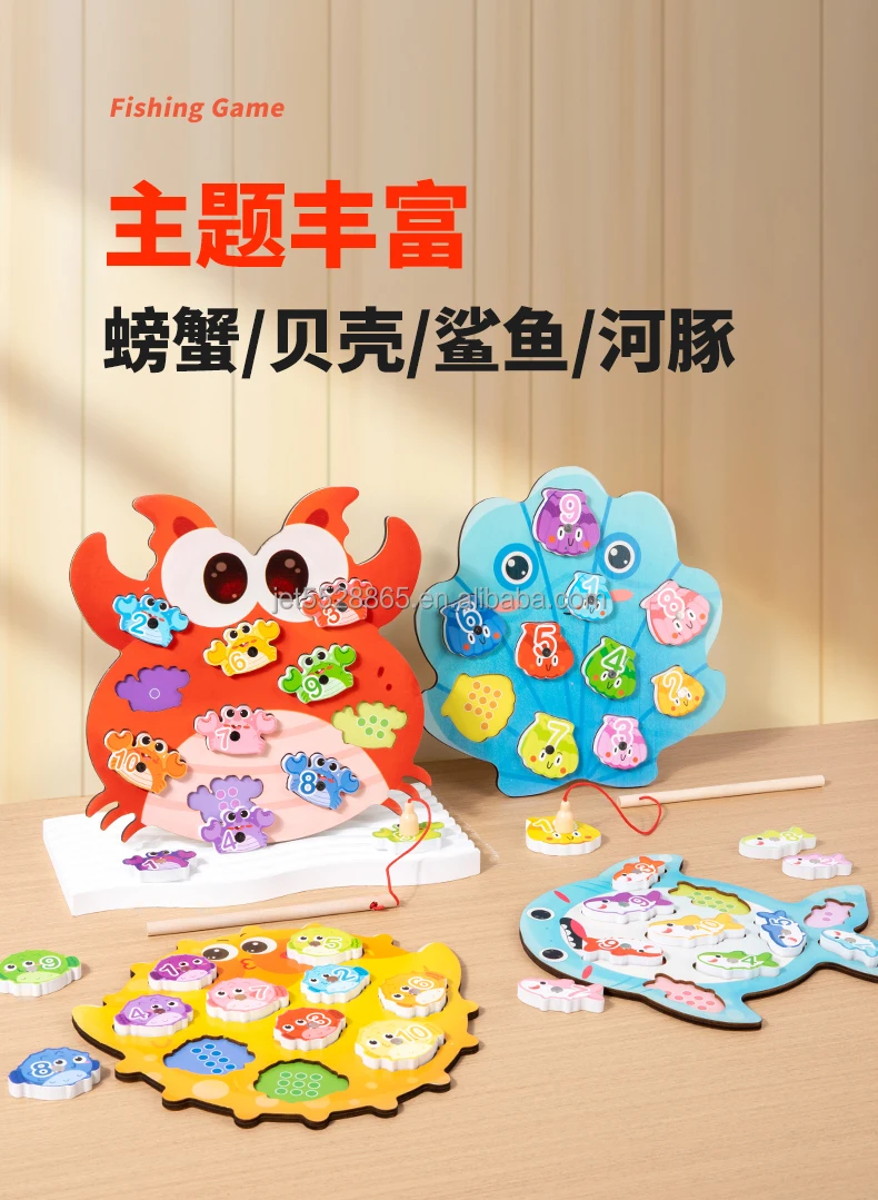 Wooden Fishing Games Baby Diy Figures Color Cognition Toys For Kids Boys Girls 15 Wooden Fishing Games Baby Diy Figures Color Cognition Toys For Kids Boys Girls