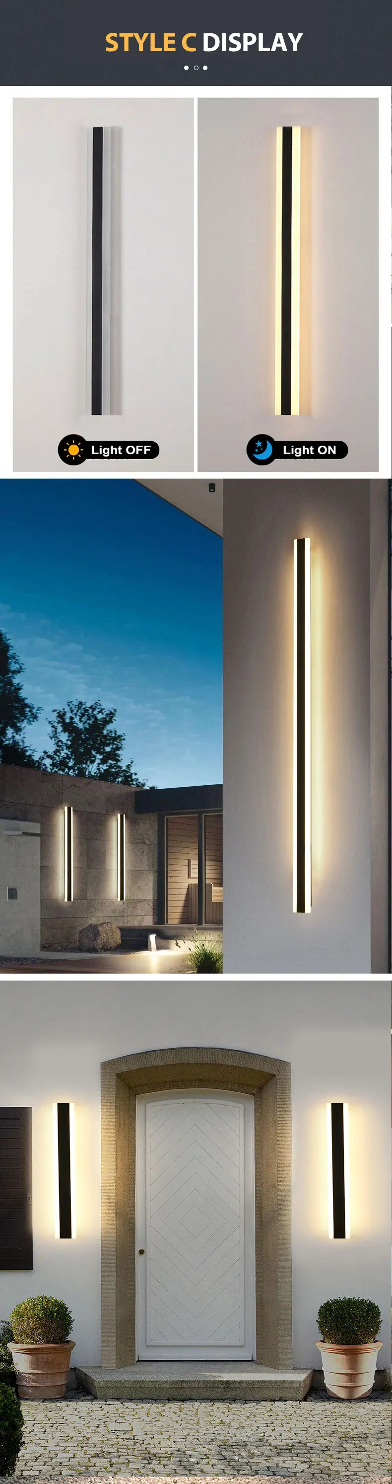 Waterproof Ip65 Outdoor Linear Led Wall Light Modern Long Wall Sconce