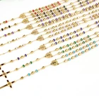 Wholesale Customized Wholesale Gold Plated Jesus Cross Necklace Stainless Steel Catholic Rosary Jesus Necklace Jewelry