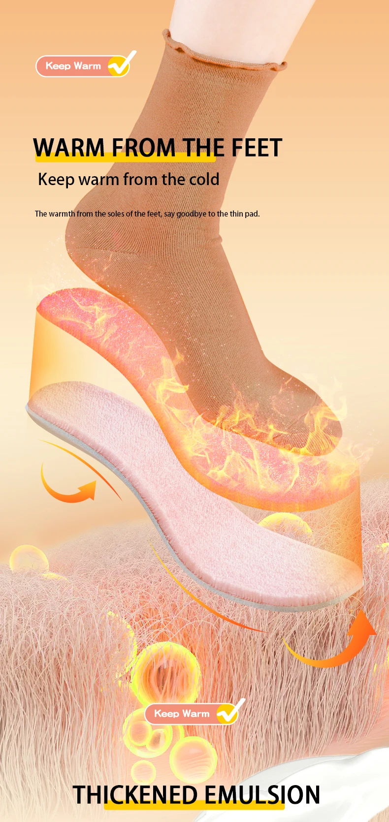 Latex Thermal Insoles for Women, Velvet Looped Winter Boots, Soft & Elastic Latex Thermal Insoles for Women, Velvet Looped Winter Boots, Soft & Elastic