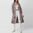 Ladies Coats OEM Custom Spring Ladies Clothing Puff Sleeve Plus Size Long Jacket Women's Coats