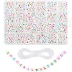 Beads Letter 1620 Pcs Assorted Oblate A-Z Alphabet Beads Colorful Acrylic Letter Beads Kit