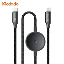 Mcdodo 417 Cable 2 in 1 for Samsung watch, 60W PD Fast USB-C to USB C + Wireless Magnetic Nylon Braid Data Cable 1.5 meter Metal