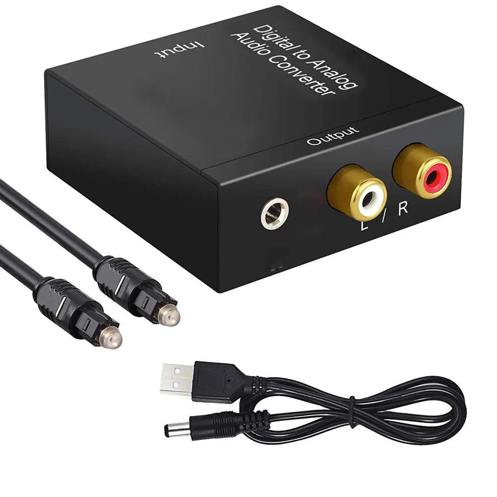 Optical Coaxial Toslink Digital to Analog Audio Converter Adapter RCA L/R 3.5mm 