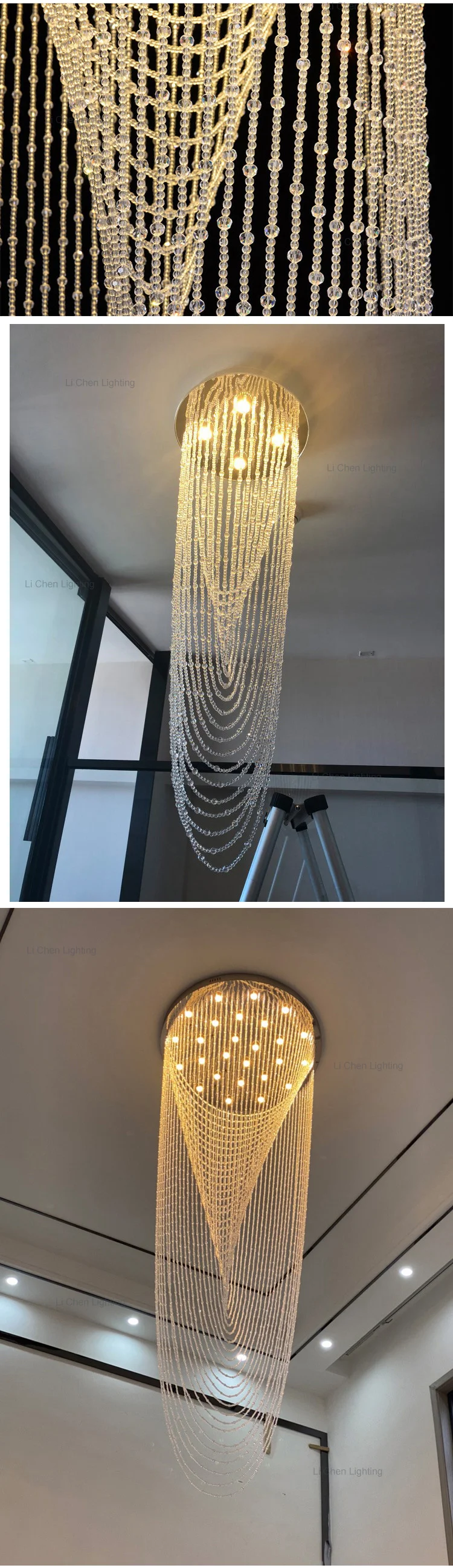 p0035 luxury style indoor decoration hotel villa staircase long led classic crystal chandelier light -2