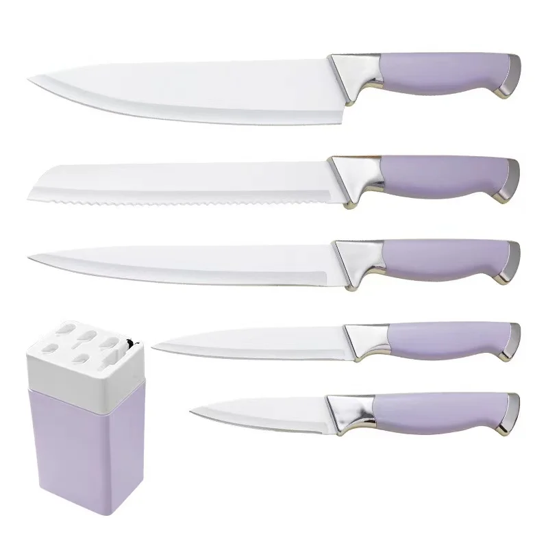2024 New Design High Quality Stainless Steel 6Pcs Kitchen Knife Set With Plastic Handle Kitchen Knives Kitchen Gadgets Tools