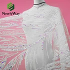 Lace Wholesale Elegant White Mesh Glitter Fabric Tulle Lace With Lulu For Wedding Dress