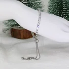 Silver Wholesale Silver Adjustable AAA Cubic Diamond Glass Paved Tennis Chain Charm Bracelet