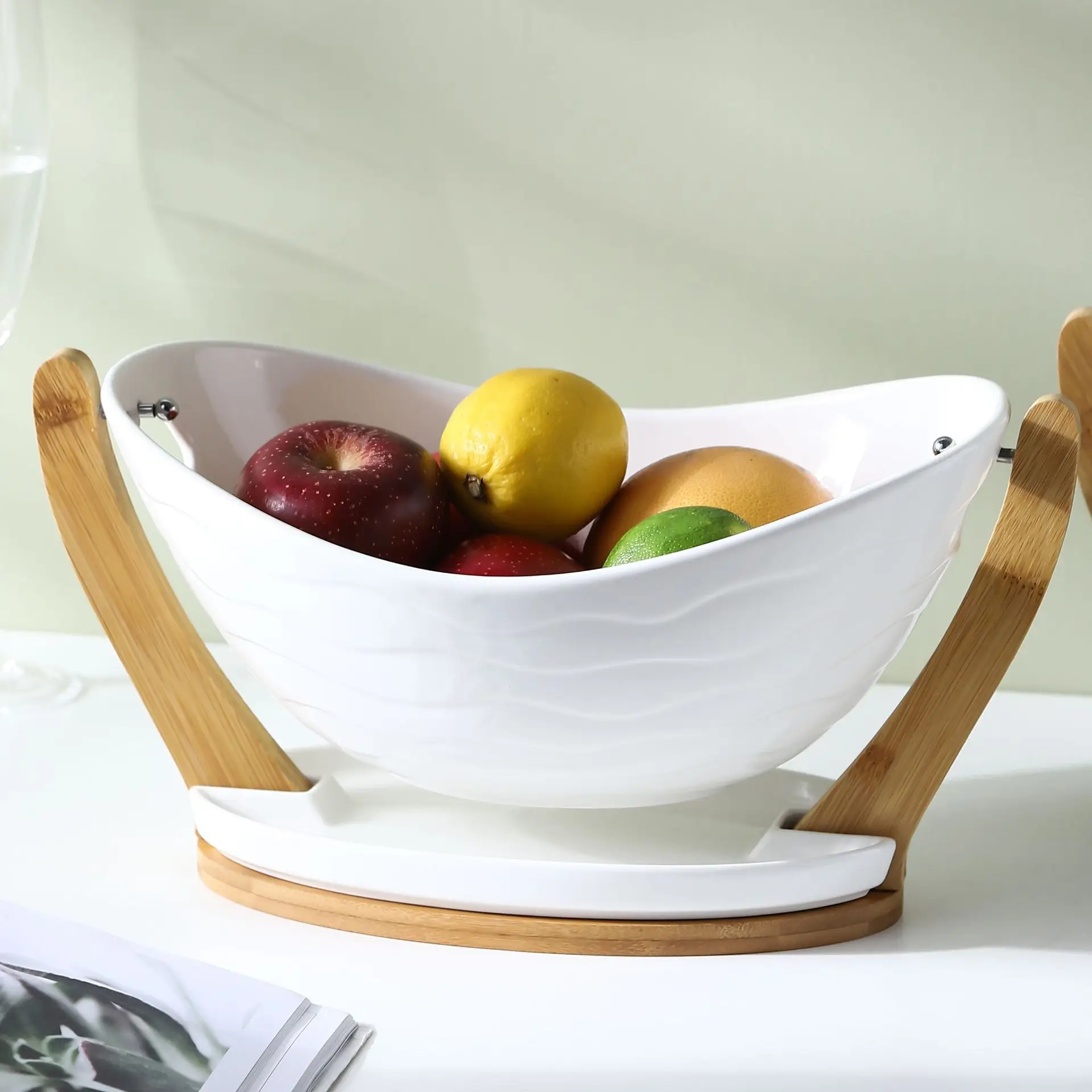 ceramic fruit bowl with stand