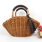 Bag New Arrivals Trendy Competitive Price Custom Straw Berkin Bag Straw Clutch Bag Pom Pom