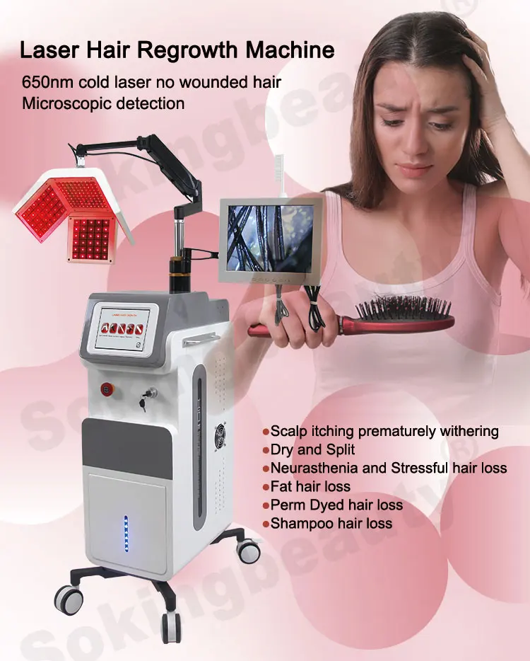 5 in 1 high frequency oxygen therapy hair regrowth scalp treatment analyzer laser hair growth machine for hair loss
