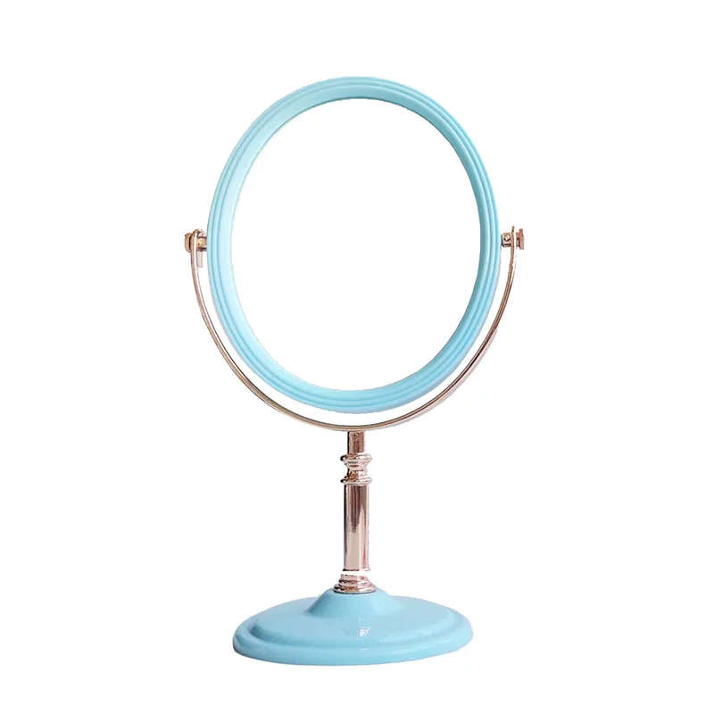 Round European desktop double-sided vanity mirror 360 rotating desktop makeup vanity mirror