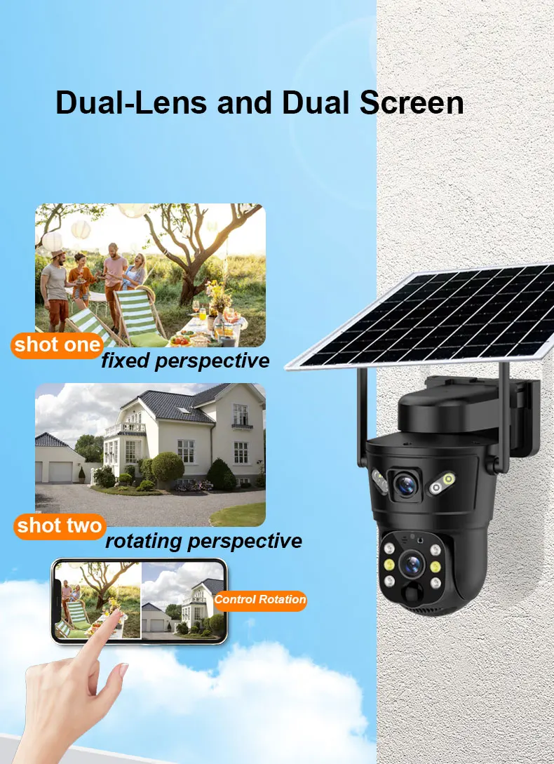V380 pro 6MP户外无线摄像头ptz太阳能家用防水安全电池供电无线4g高清sim卡摄像头监控