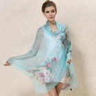 Scarf Muslim European Style 100% Pure Silk Women Digital Printed Chiffon Silk Scarf Muslim Scarves Styles