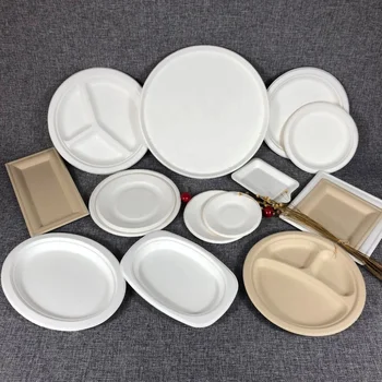Z3 New 9 inch restaurant dinner biodegradables platos sugar cane bagasse pulp party disposable paper plate
