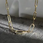 Clip Chain VIANRLA 925 Sterling Silver 18k Gold Plated Paper Clip Chain With Zircon Layered Necklace