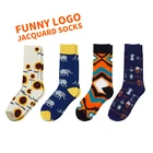 High Quality Socks Anti Bacterial Organic Colorful Customized Men's Crew Jacquard Socks Custom Logo Design
