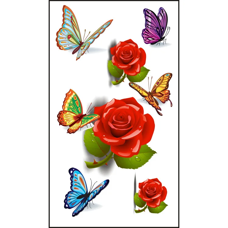 butterfly and rose tattoos designs