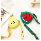 Pink Cartoon Fruit Shape Sling Pouch Mini Silicone Shoulder Bag Girls Crossbody Bags