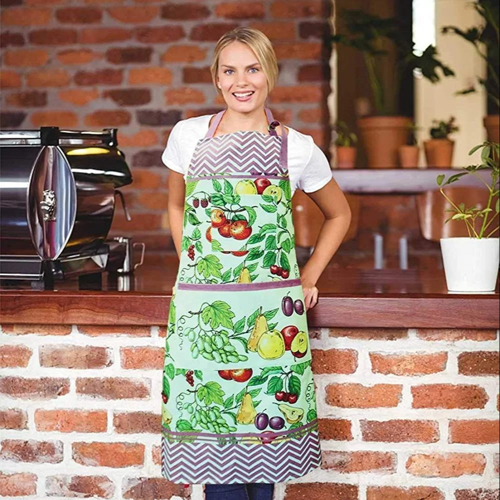 Printing Cotton Cooking Aprons For Women Restaurant Waiter Household Kitchen Cleaning Cook Chef Apron