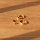 Oval Minimalist Stainless Steel Oval 18K Gold Plated Stud Earrings
