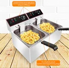 Stainless Steel Gas 8L 8L Commercial Stainless Steel Counter Top LPG Gas Deep Fryer With 2 Basket Fried Chicken Machine