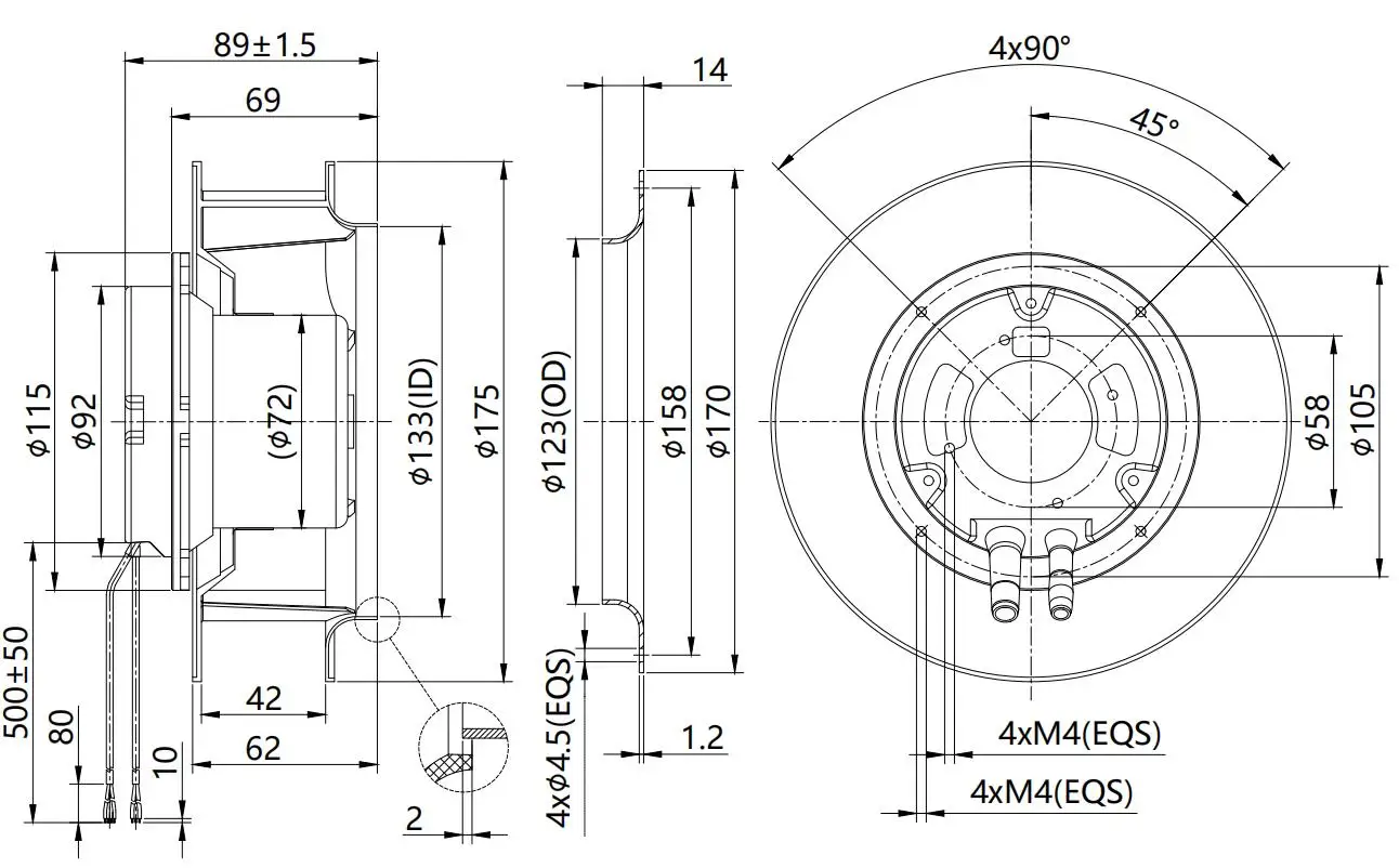Backward Centrifugal Fan, 175mm, HVAC - detail 10