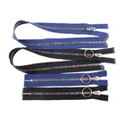 Zip Auto Lock Black And Blue 15 Cm Length Jean Zip Metal Brass Zippers With Rainbow Teeth