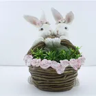 Garden Pot Wholesale Resin Easter Bunny Garden Decoration Flower Pot For Garden