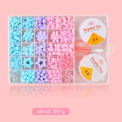 25 Grids Pink Many Shape Acrylic Beads For Jewelry Making Beaded Headband Box Set