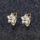 Jewelry Earrings Zirconearrings Gemnel Fashion 14k Gold Jewelry Cubic Zirconia Cartilage Small Flower Hoop Earrings